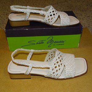 Sesto Meucci Vintage White Leather Sandals Size 11